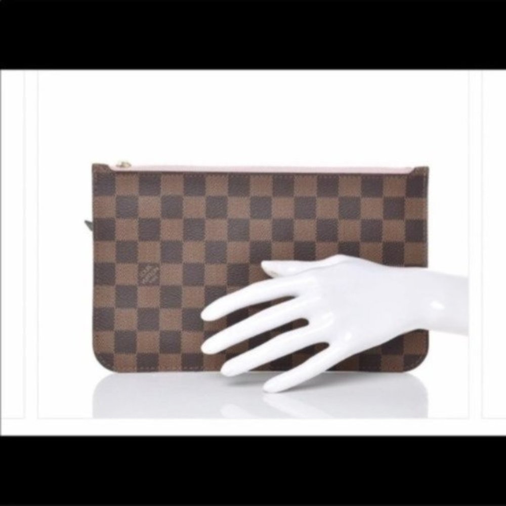 Auth  NEW Louis Vuitton Neverfull MM damier pouch ballerina